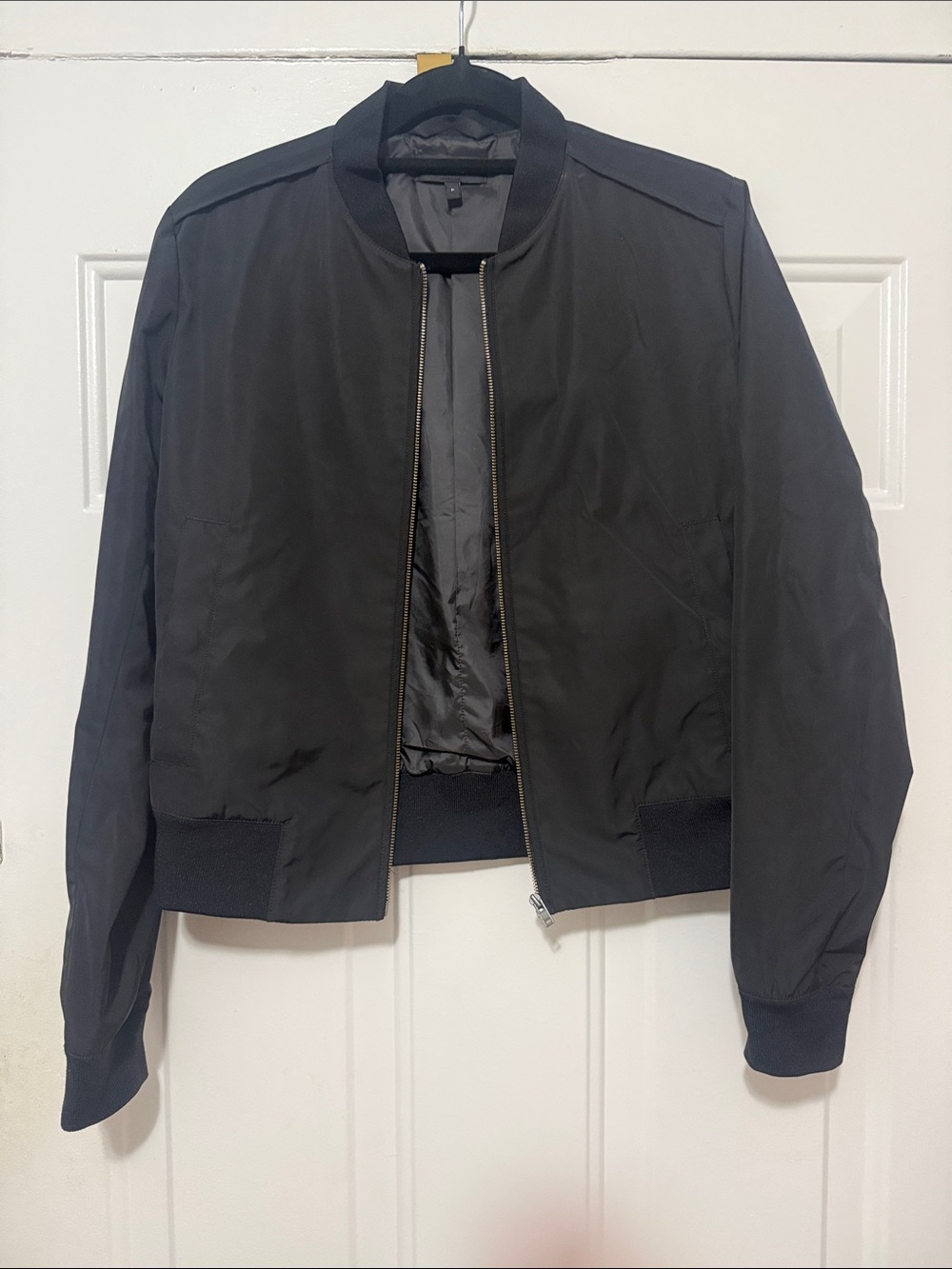 Theory Black Bomber Jacket - Classic Lightweight Zip Front